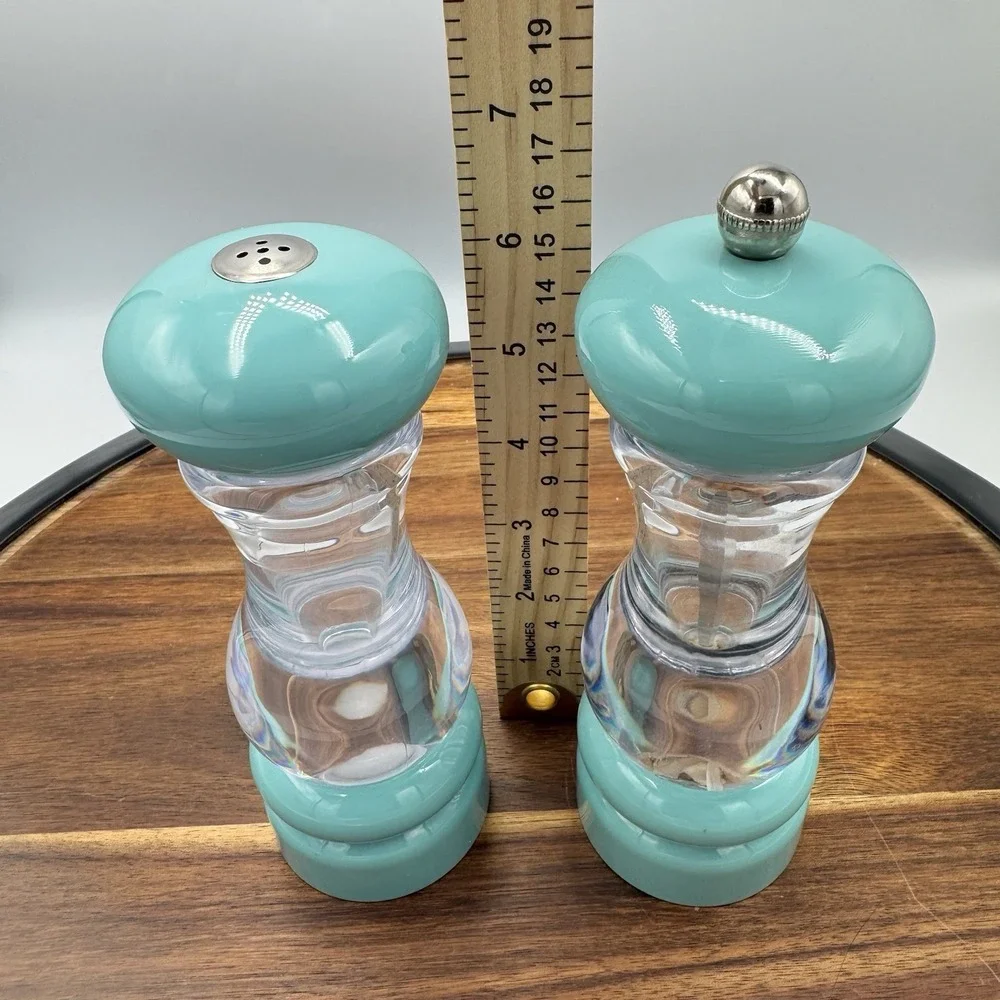 Olde Thompson Salt and‎ Pepper Shaker Set Teal Blue Acrylic 6.5 inch Kitchen